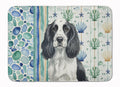 Black and White English Springer Spaniel Coastal Sea Glass Memory Foam Kitchen Mat Machine Washable Anti-Fatigue Cushion Comfort Bath or Kitchen Rug