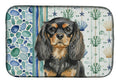 Black and Tan English Toy Spaniel Coastal Sea Glass Dish Drying Mat Absorbent Dish Drying Mat Pad for Kitchen Counter Dish Drainer Mat for Countertop, 14 x 21", Multicolor