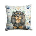 Black and Tan English Toy Spaniel Coastal Sea Glass Decorative Throw Pillow 18x18 Indoor Outdoor Accent Cushion, Fabric Cover with Insert for Sofa, Bed, Porch & Living Room