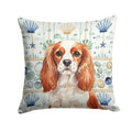 Blenheim English Toy Spaniel Coastal Sea Glass Decorative Throw Pillow 18x18 Indoor Outdoor Accent Cushion, Fabric Cover with Insert for Sofa, Bed, Porch & Living Room