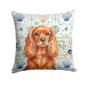 Ruby English Toy Spaniel Coastal Sea Glass Decorative Throw Pillow 14x14 Indoor Outdoor Accent Cushion, Fabric Cover with Insert for Sofa, Bed, Porch & Living Room