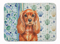 Ruby English Toy Spaniel Coastal Sea Glass Memory Foam Kitchen Mat Machine Washable Anti-Fatigue Cushion Comfort Bath or Kitchen Rug