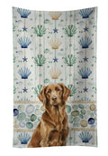 Liver Flat-Coated Retriever Coastal Sea Glass Kitchen Towel Velour Plush Front and Cotton Loop Back Machine Washable