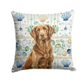 Liver Flat-Coated Retriever Coastal Sea Glass Decorative Throw Pillow 18x18 Indoor Outdoor Accent Cushion, Fabric Cover with Insert for Sofa, Bed, Porch & Living Room