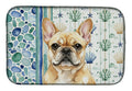 Fawn French Bulldog Coastal Sea Glass Dish Drying Mat Absorbent Dish Drying Mat Pad for Kitchen Counter Dish Drainer Mat for Countertop, 14 x 21", Multicolor