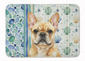 Fawn French Bulldog Coastal Sea Glass Memory Foam Kitchen Mat Machine Washable Anti-Fatigue Cushion Comfort Bath or Kitchen Rug