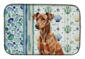 Red German Pinscher Coastal Sea Glass Dish Drying Mat Absorbent Dish Drying Mat Pad for Kitchen Counter Dish Drainer Mat for Countertop, 14 x 21", Multicolor