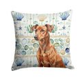Red German Pinscher Coastal Sea Glass Decorative Throw Pillow 14x14 Indoor Outdoor Accent Cushion, Fabric Cover with Insert for Sofa, Bed, Porch & Living Room
