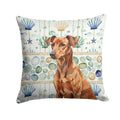 Red German Pinscher Coastal Sea Glass Decorative Throw Pillow 18x18 Indoor Outdoor Accent Cushion, Fabric Cover with Insert for Sofa, Bed, Porch & Living Room