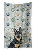 Black and Tan German Shepherd Coastal Sea Glass Kitchen Towel Velour Plush Front and Cotton Loop Back Machine Washable