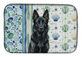 Black German Shepherd Coastal Sea Glass Dish Drying Mat Absorbent Dish Drying Mat Pad for Kitchen Counter Dish Drainer Mat for Countertop, 14 x 21", Multicolor