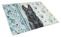 Black German Shepherd Coastal Sea Glass Cutting Board Tempered Glass Kitchen Cutting Surface, Heat Resistant Chopping, Non-Slip Feet, Food Prep & Serving