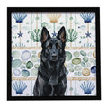 Black German Shepherd Coastal Sea Glass Framed Metal Print Bathroom, Kitchen, Office, Home Decor Wall Art Ready to Hang, Square, 8X8