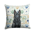 Black German Shepherd Coastal Sea Glass Decorative Throw Pillow 14x14 Indoor Outdoor Accent Cushion, Fabric Cover with Insert for Sofa, Bed, Porch & Living Room