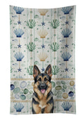 German Shepherd Coastal Sea Glass Kitchen Towel Velour Plush Front and Cotton Loop Back Machine Washable