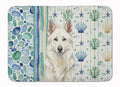 White German Shepherd Coastal Sea Glass Memory Foam Kitchen Mat Machine Washable Anti-Fatigue Cushion Comfort Bath or Kitchen Rug