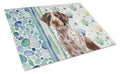 Roan German Wirehaired Pointer Coastal Sea Glass Cutting Board Tempered Glass Kitchen Cutting Surface, Heat Resistant Chopping, Non-Slip Feet, Food Prep & Serving