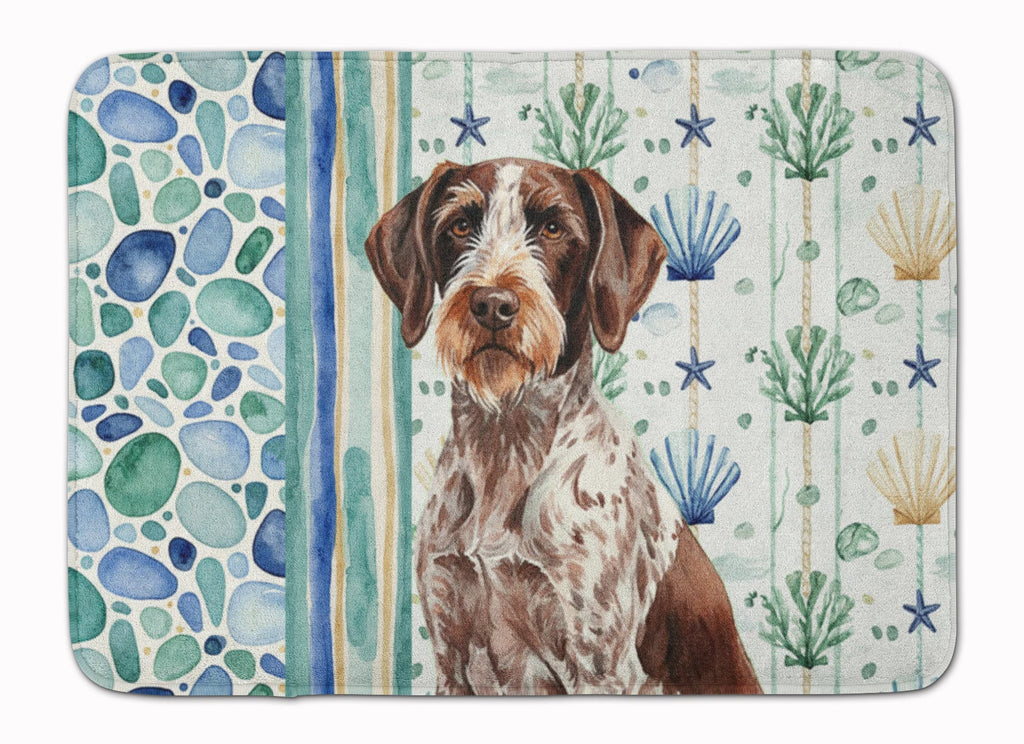 Roan German Wirehaired Pointer Coastal Sea Glass Memory Foam Kitchen Mat Machine Washable Anti-Fatigue Cushion Comfort Bath or Kitchen Rug
