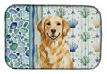 Golden Retriever Coastal Sea Glass Dish Drying Mat Absorbent Dish Drying Mat Pad for Kitchen Counter Dish Drainer Mat for Countertop, 14 x 21", Multicolor