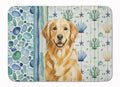 Golden Retriever Coastal Sea Glass Memory Foam Kitchen Mat Machine Washable Anti-Fatigue Cushion Comfort Bath or Kitchen Rug