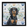Gordon Setter Coastal Sea Glass Framed Metal Print Bathroom, Kitchen, Office, Home Decor Wall Art Ready to Hang, Square, 8X8