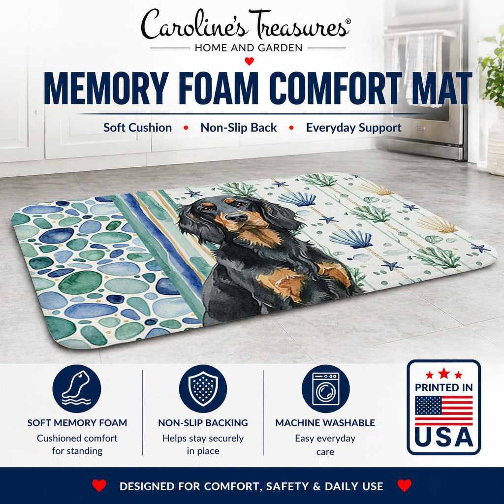 Gordon Setter Coastal Sea Glass Memory Foam Kitchen Mat Machine Washable Anti-Fatigue Cushion Comfort Bath or Kitchen Rug