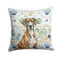 Brindle Great Dane Coastal Sea Glass Decorative Throw Pillow 18x18 Indoor Outdoor Accent Cushion, Fabric Cover with Insert for Sofa, Bed, Porch & Living Room