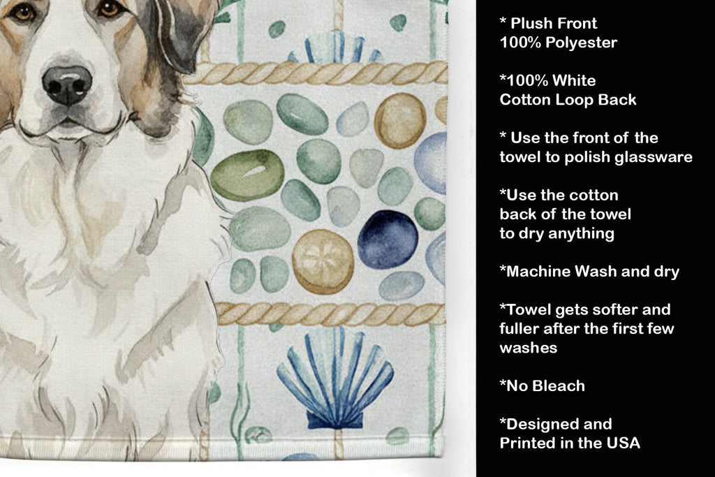 Badger Great Pyrenees Coastal Sea Glass Kitchen Towel Velour Plush Front and Cotton Loop Back Machine Washable