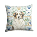 Badger Great Pyrenees Coastal Sea Glass Decorative Throw Pillow 14x14 Indoor Outdoor Accent Cushion, Fabric Cover with Insert for Sofa, Bed, Porch & Living Room