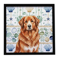 Reddish Brown Great Pyrenees Coastal Sea Glass Framed Metal Print Bathroom, Kitchen, Office, Home Decor Wall Art Ready to Hang, Square, 8X8