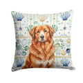 Reddish Brown Great Pyrenees Coastal Sea Glass Decorative Throw Pillow 14x14 Indoor Outdoor Accent Cushion, Fabric Cover with Insert for Sofa, Bed, Porch & Living Room