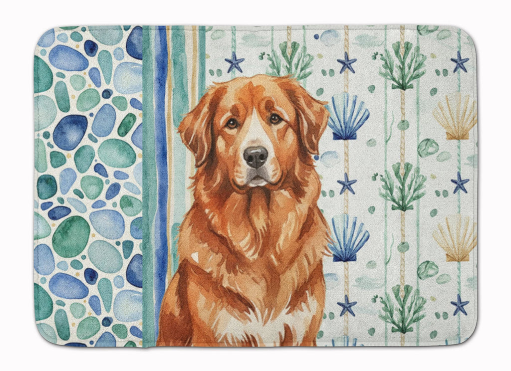 Reddish Brown Great Pyrenees Coastal Sea Glass Memory Foam Kitchen Mat Machine Washable Anti-Fatigue Cushion Comfort Bath or Kitchen Rug