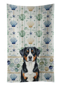 Greater Swiss Mountain Dog Coastal Sea Glass Kitchen Towel Velour Plush Front and Cotton Loop Back Machine Washable