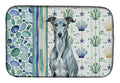 Blue Brindle Greyhound Coastal Sea Glass Dish Drying Mat Absorbent Dish Drying Mat Pad for Kitchen Counter Dish Drainer Mat for Countertop, 14 x 21", Multicolor