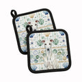 White Greyhound Coastal Sea Glass Pot Holder Set of 2 Heat Resistant Quilted Hot Pads 7.5 x 7.5 Inch, Insulated Kitchen Trivets for Cooking & Baking