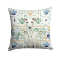 White Greyhound Coastal Sea Glass Decorative Throw Pillow 18x18 Indoor Outdoor Accent Cushion, Fabric Cover with Insert for Sofa, Bed, Porch & Living Room