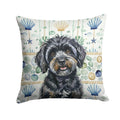 Black Havanese Coastal Sea Glass Decorative Throw Pillow 18x18 Indoor Outdoor Accent Cushion, Fabric Cover with Insert for Sofa, Bed, Porch & Living Room