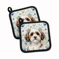 Parti-color Havanese Coastal Sea Glass Pot Holder Set of 2 Heat Resistant Quilted Hot Pads 7.5 x 7.5 Inch, Insulated Kitchen Trivets for Cooking & Baking