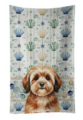 Sable Havanese Coastal Sea Glass Kitchen Towel Velour Plush Front and Cotton Loop Back Machine Washable