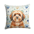 Sable Havanese Coastal Sea Glass Decorative Throw Pillow 14x14 Indoor Outdoor Accent Cushion, Fabric Cover with Insert for Sofa, Bed, Porch & Living Room