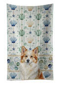 Tan Icelandic Sheepdog Coastal Sea Glass Kitchen Towel Velour Plush Front and Cotton Loop Back Machine Washable