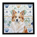 Tan Icelandic Sheepdog Coastal Sea Glass Framed Metal Print Bathroom, Kitchen, Office, Home Decor Wall Art Ready to Hang, Square, 8X8