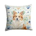 Tan Icelandic Sheepdog Coastal Sea Glass Decorative Throw Pillow 18x18 Indoor Outdoor Accent Cushion, Fabric Cover with Insert for Sofa, Bed, Porch & Living Room