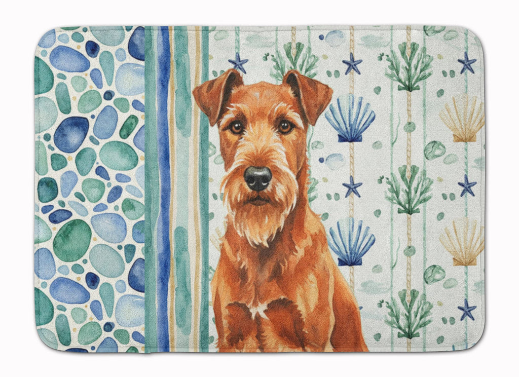 Irish Terrier Coastal Sea Glass Memory Foam Kitchen Mat Machine Washable Anti-Fatigue Cushion Comfort Bath or Kitchen Rug