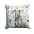 Gray Irish Wolfhound Coastal Sea Glass Decorative Throw Pillow 18x18 Indoor Outdoor Accent Cushion, Fabric Cover with Insert for Sofa, Bed, Porch & Living Room