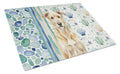 Wheaten Irish Wolfhound Coastal Sea Glass Cutting Board Tempered Glass Kitchen Cutting Surface, Heat Resistant Chopping, Non-Slip Feet, Food Prep & Serving