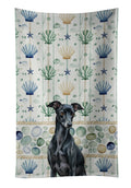 Black Italian Greyhound Coastal Sea Glass Kitchen Towel Velour Plush Front and Cotton Loop Back Machine Washable