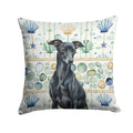 Black Italian Greyhound Coastal Sea Glass Decorative Throw Pillow 18x18 Indoor Outdoor Accent Cushion, Fabric Cover with Insert for Sofa, Bed, Porch & Living Room