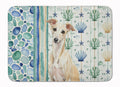 Cream Italian Greyhound Coastal Sea Glass Memory Foam Kitchen Mat Machine Washable Anti-Fatigue Cushion Comfort Bath or Kitchen Rug