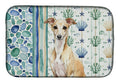 Fawn Italian Greyhound Coastal Sea Glass Dish Drying Mat Absorbent Dish Drying Mat Pad for Kitchen Counter Dish Drainer Mat for Countertop, 14 x 21", Multicolor